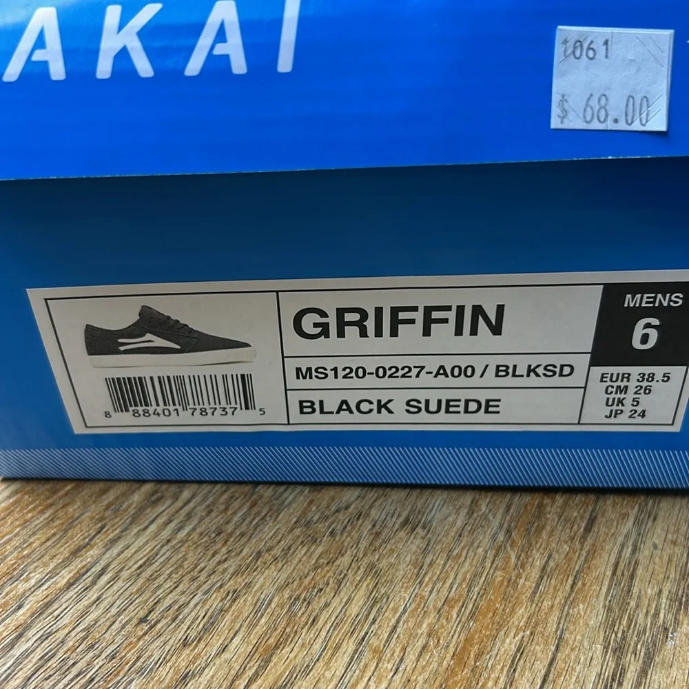Lakai Griffin Black Suede skate shoes brand new in box size 6 men’s - Picture 6 of 6